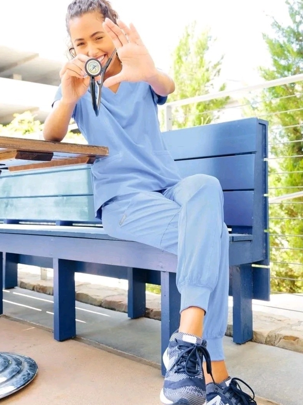 Women's Ceil Blue Scrub Set, Size 3X